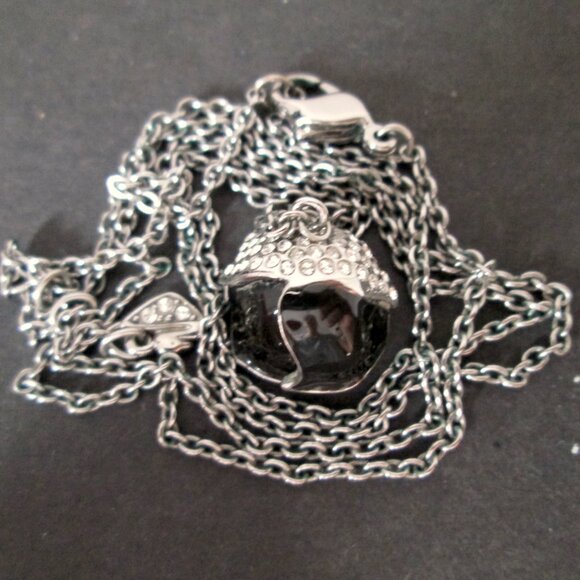 🖤🌹 Swarovski Black Rose Pendant Necklace Enamel Pave Crystal Dark Silver Tone - Picture 11 of 13